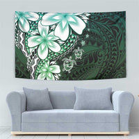 Polynesia Romantic Valentine Tapestry Sea Turtle Couple With Aqua Gradient Plumeria LT05 - Polynesian Pride