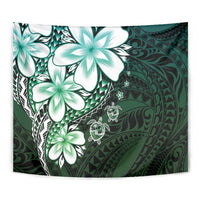 Polynesia Romantic Valentine Tapestry Sea Turtle Couple With Aqua Gradient Plumeria LT05 - Polynesian Pride