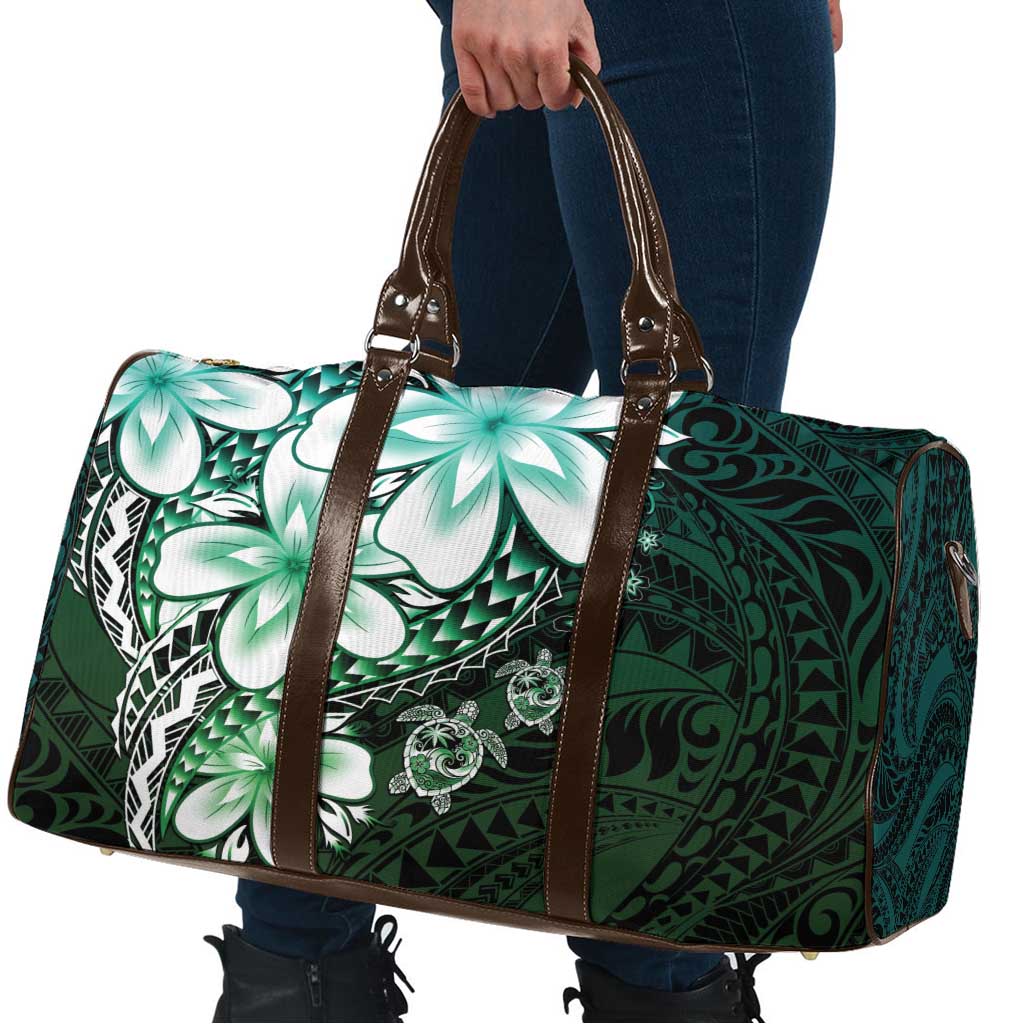 Polynesia Romantic Valentine Travel Bag Sea Turtle Couple With Aqua Gradient Plumeria LT05 - Polynesian Pride