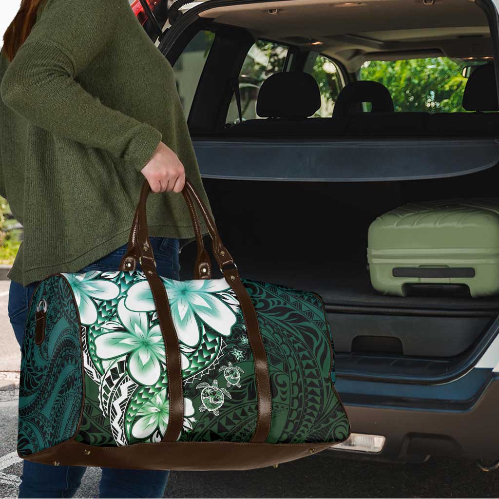 Polynesia Romantic Valentine Travel Bag Sea Turtle Couple With Aqua Gradient Plumeria LT05 - Polynesian Pride