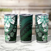 Polynesia Romantic Valentine Tumbler Cup Sea Turtle Couple With Aqua Gradient Plumeria LT05 - Polynesian Pride