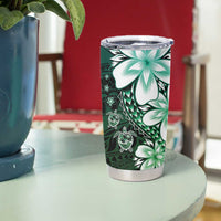 Polynesia Romantic Valentine Tumbler Cup Sea Turtle Couple With Aqua Gradient Plumeria LT05 - Polynesian Pride