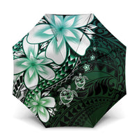 Polynesia Romantic Valentine Umbrella Sea Turtle Couple With Aqua Gradient Plumeria LT05 One Size Folded 11.42 inch Opened Diameter 37.4 inch Aqua - Polynesian Pride
