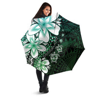 Polynesia Romantic Valentine Umbrella Sea Turtle Couple With Aqua Gradient Plumeria LT05 - Polynesian Pride