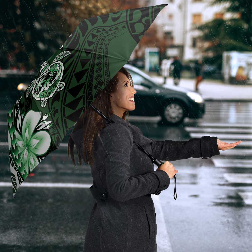 Polynesia Romantic Valentine Umbrella Sea Turtle Couple With Aqua Gradient Plumeria LT05 - Polynesian Pride