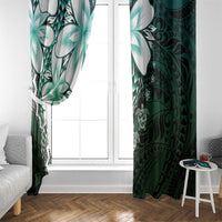 Polynesia Romantic Valentine Window Curtain Sea Turtle Couple With Aqua Gradient Plumeria