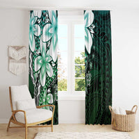 Polynesia Romantic Valentine Window Curtain Sea Turtle Couple With Aqua Gradient Plumeria