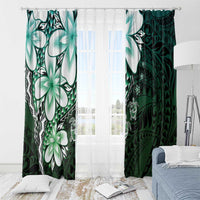 Polynesia Romantic Valentine Window Curtain Sea Turtle Couple With Aqua Gradient Plumeria