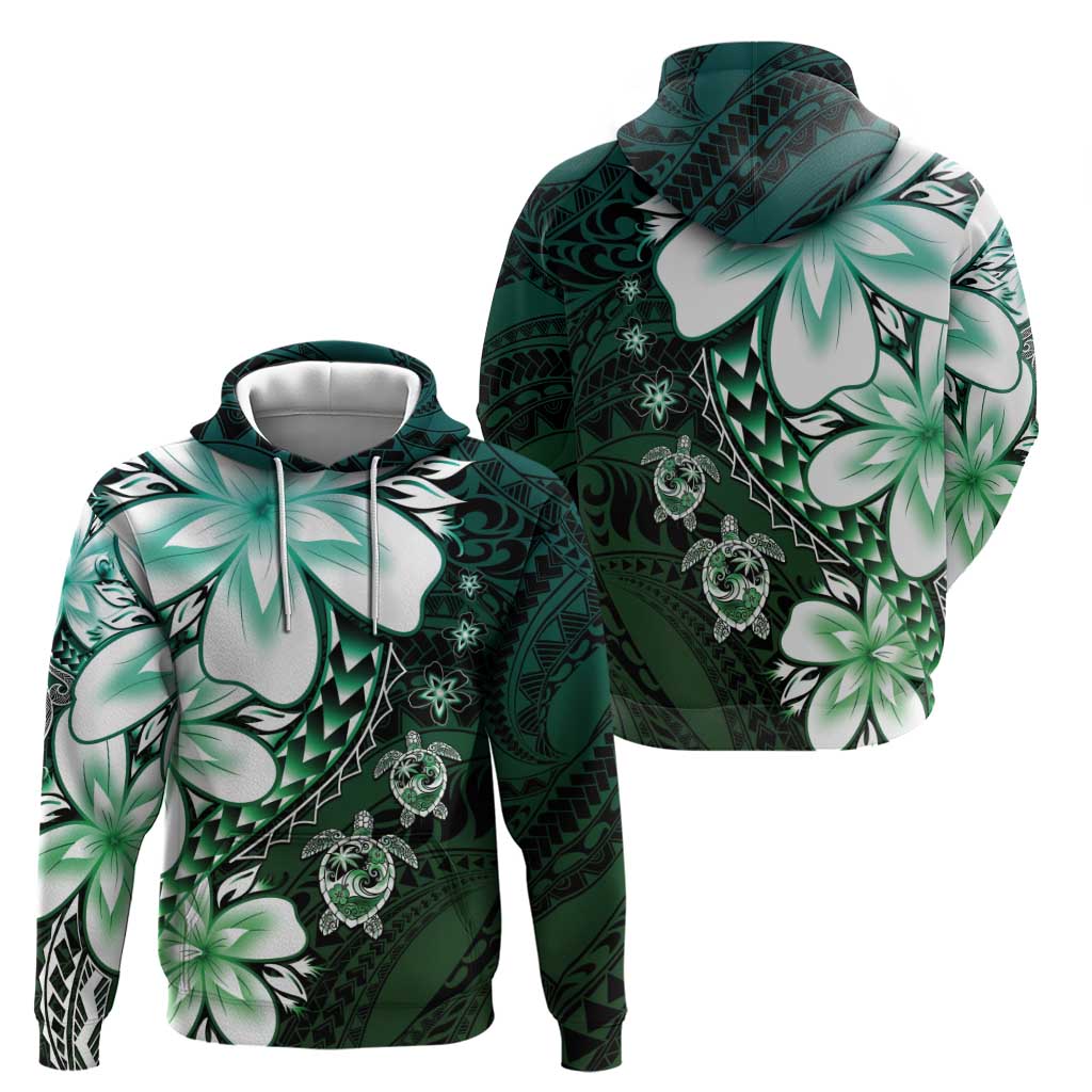 Polynesia Romantic Valentine Zip Hoodie Sea Turtle Couple With Aqua Gradient Plumeria LT05 - Polynesian Pride