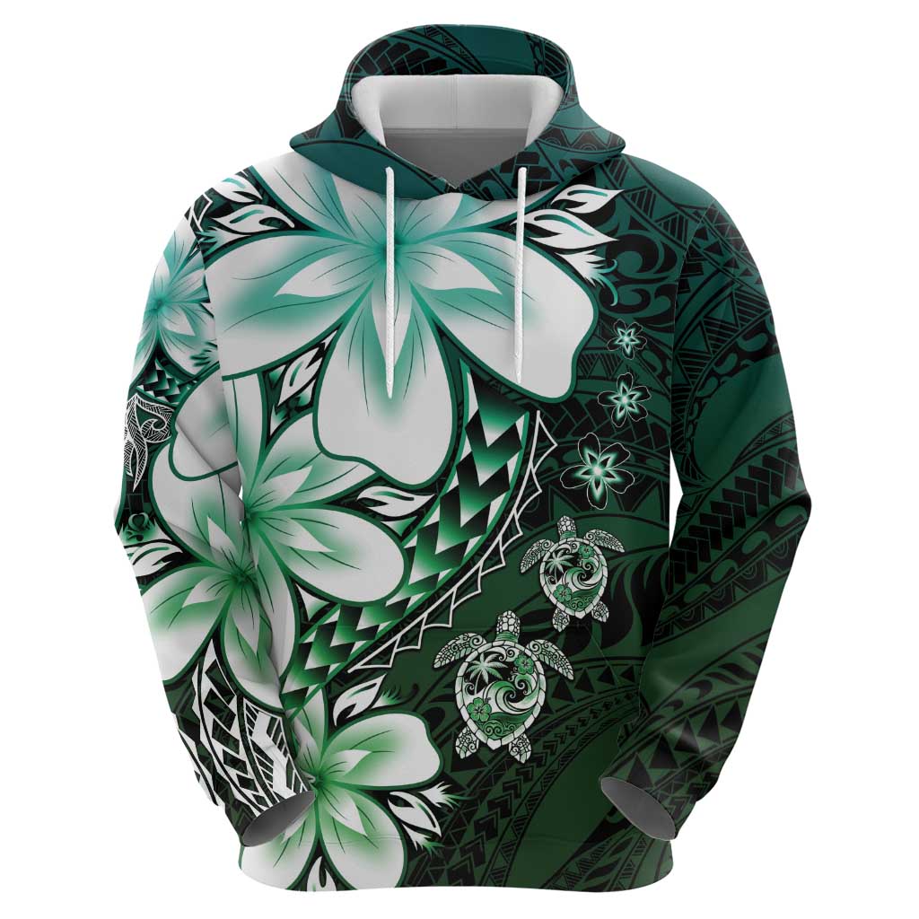 Polynesia Romantic Valentine Zip Hoodie Sea Turtle Couple With Aqua Gradient Plumeria LT05 - Polynesian Pride