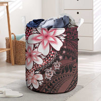 Polynesia Romantic Valentine Laundry Basket Sea Turtle Couple With Red Gradient Plumeria LT05 Red - Polynesian Pride