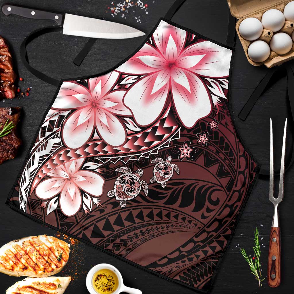 Polynesia Romantic Valentine Apron Sea Turtle Couple With Red Gradient Plumeria LT05 Red - Polynesian Pride