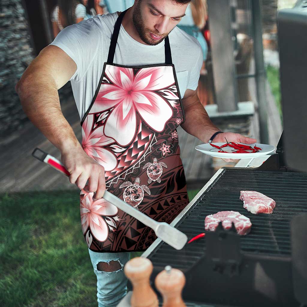 Polynesia Romantic Valentine Apron Sea Turtle Couple With Red Gradient Plumeria LT05 - Polynesian Pride