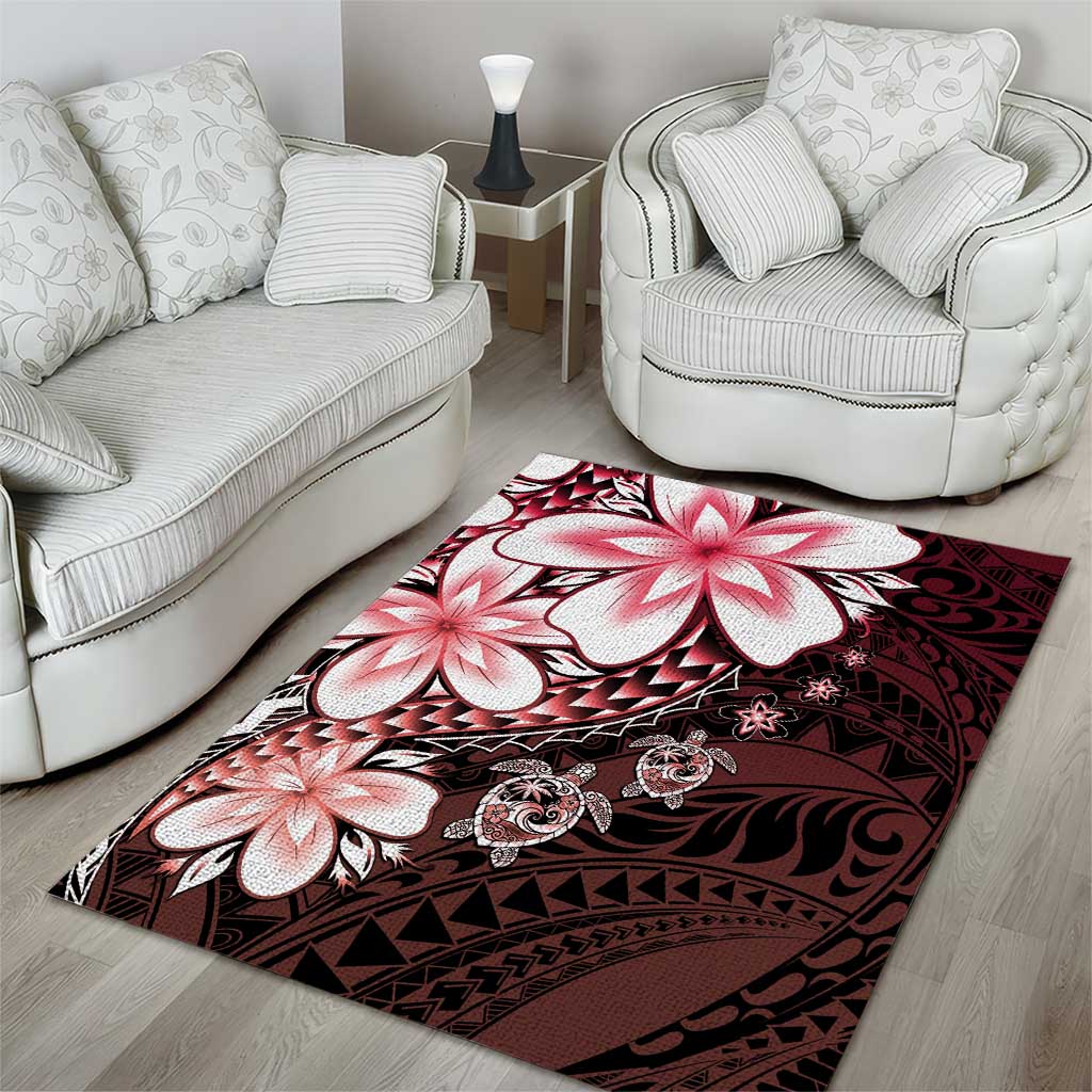 Polynesia Romantic Valentine Area Rug Sea Turtle Couple With Red Gradient Plumeria LT05 - Polynesian Pride