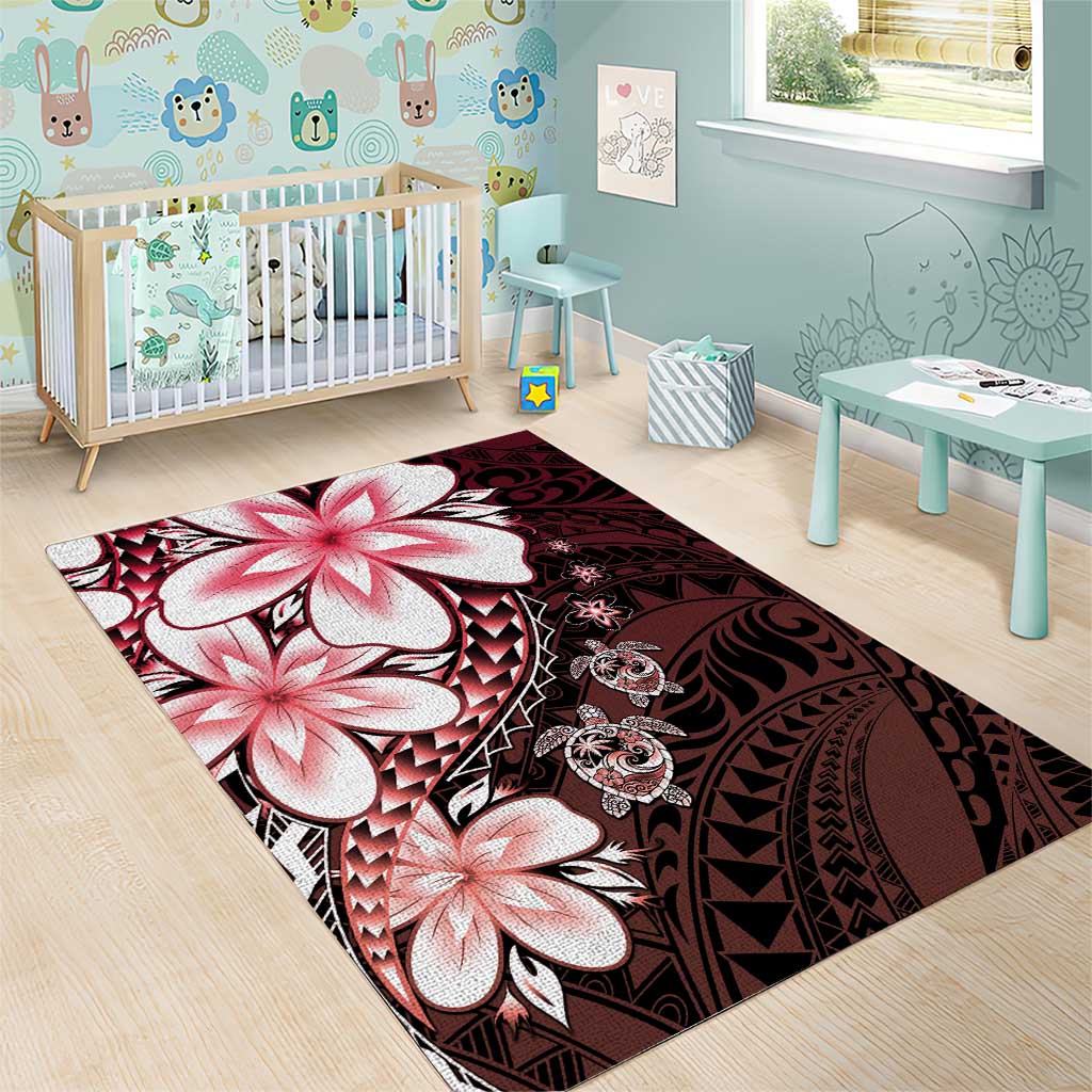 Polynesia Romantic Valentine Area Rug Sea Turtle Couple With Red Gradient Plumeria LT05 - Polynesian Pride