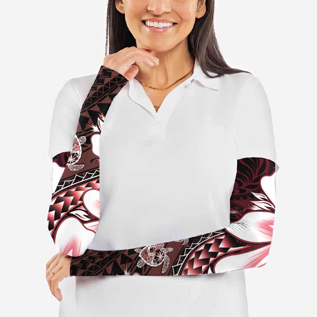 Polynesia Romantic Valentine Arm Sleeves Sea Turtle Couple With Red Gradient Plumeria LT05 - Polynesian Pride