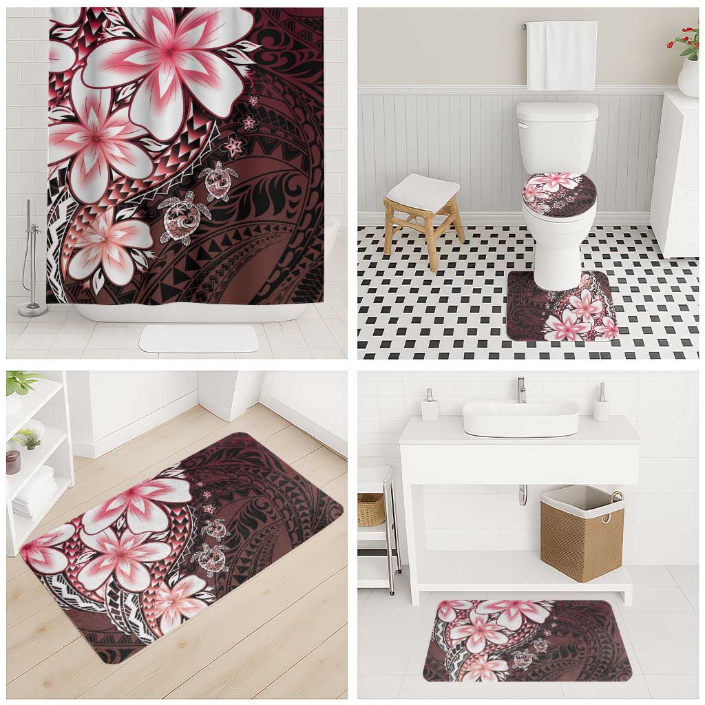 Polynesia Romantic Valentine Bathroom Set Sea Turtle Couple With Red Gradient Plumeria LT05 - Polynesian Pride