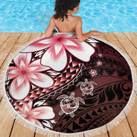 Polynesia Romantic Valentine Beach Blanket Sea Turtle Couple With Red Gradient Plumeria LT05 - Polynesian Pride