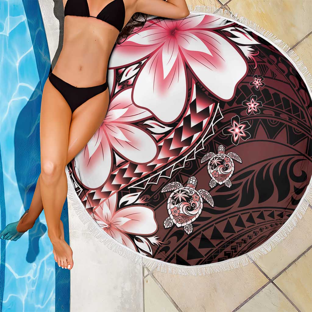 Polynesia Romantic Valentine Beach Blanket Sea Turtle Couple With Red Gradient Plumeria LT05 - Polynesian Pride