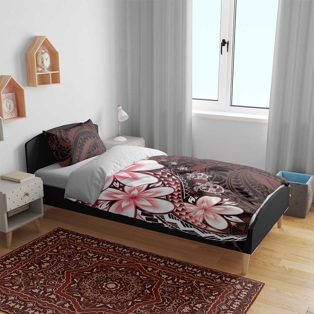 Polynesia Romantic Valentine Bedding Set Sea Turtle Couple With Red Gradient Plumeria LT05 - Polynesian Pride