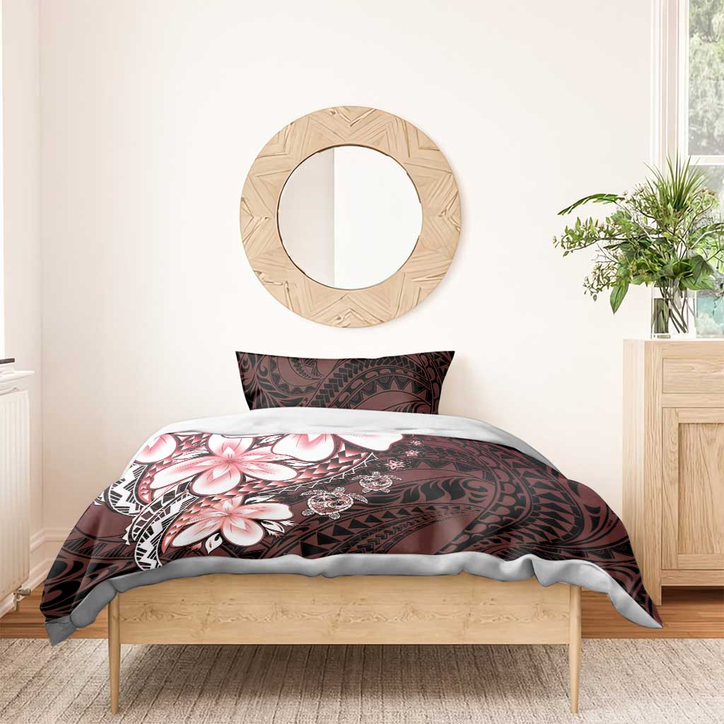 Polynesia Romantic Valentine Bedding Set Sea Turtle Couple With Red Gradient Plumeria LT05 - Polynesian Pride