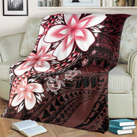 Polynesia Romantic Valentine Blanket Sea Turtle Couple With Red Gradient Plumeria LT05 - Polynesian Pride