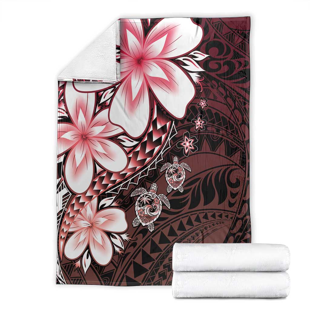 Polynesia Romantic Valentine Blanket Sea Turtle Couple With Red Gradient Plumeria LT05 - Polynesian Pride