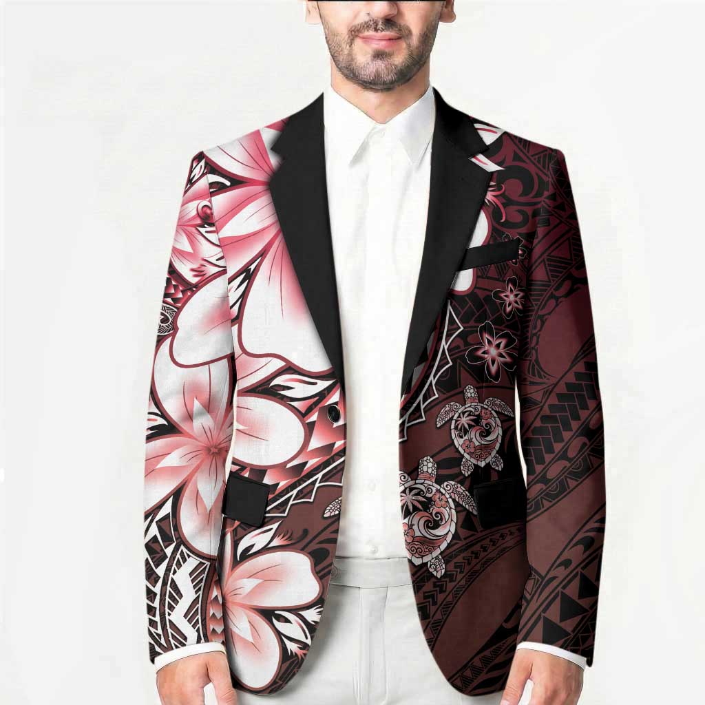 Polynesia Romantic Valentine Blazer Sea Turtle Couple With Red Gradient Plumeria LT05 - Polynesian Pride