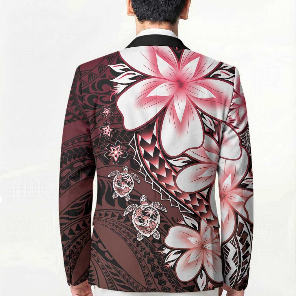 Polynesia Romantic Valentine Blazer Sea Turtle Couple With Red Gradient Plumeria LT05 - Polynesian Pride