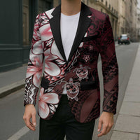 Polynesia Romantic Valentine Blazer Sea Turtle Couple With Red Gradient Plumeria LT05 - Polynesian Pride