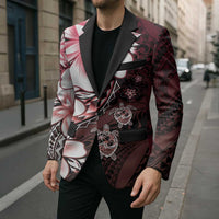 Polynesia Romantic Valentine Blazer Sea Turtle Couple With Red Gradient Plumeria LT05 - Polynesian Pride