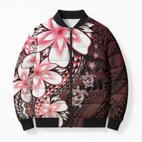 Polynesia Romantic Valentine Bomber Puffer Jacket Sea Turtle Couple With Red Gradient Plumeria LT05 Unisex Red - Polynesian Pride