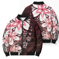 Polynesia Romantic Valentine Bomber Puffer Jacket Sea Turtle Couple With Red Gradient Plumeria LT05 - Polynesian Pride