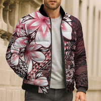 Polynesia Romantic Valentine Bomber Puffer Jacket Sea Turtle Couple With Red Gradient Plumeria LT05 - Polynesian Pride