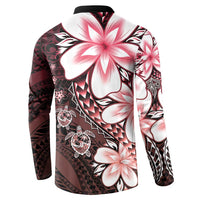 Polynesia Romantic Valentine Button Sweatshirt Sea Turtle Couple With Red Gradient Plumeria LT05 - Polynesian Pride