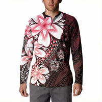 Polynesia Romantic Valentine Button Sweatshirt Sea Turtle Couple With Red Gradient Plumeria LT05 - Polynesian Pride