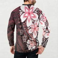 Polynesia Romantic Valentine Button Sweatshirt Sea Turtle Couple With Red Gradient Plumeria LT05 - Polynesian Pride