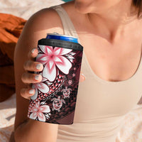 Polynesia Romantic Valentine 4 in 1 Can Cooler Tumbler Sea Turtle Couple With Red Gradient Plumeria LT05 - Polynesian Pride