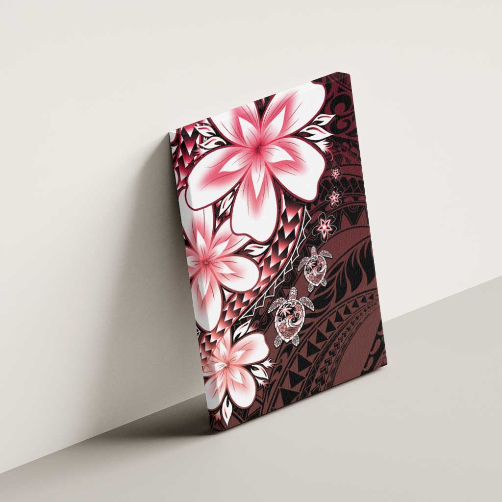 Polynesia Romantic Valentine Canvas Wall Art Sea Turtle Couple With Red Gradient Plumeria LT05 - Polynesian Pride