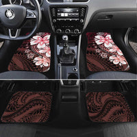 Polynesia Romantic Valentine Car Mats Sea Turtle Couple With Red Gradient Plumeria LT05 Set 4pcs Red - Polynesian Pride
