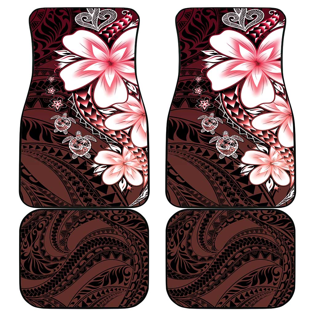 Polynesia Romantic Valentine Car Mats Sea Turtle Couple With Red Gradient Plumeria LT05 - Polynesian Pride