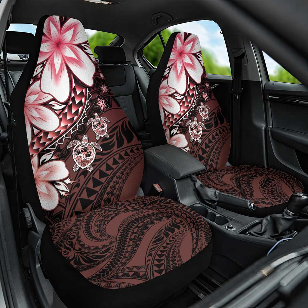 Polynesia Romantic Valentine Car Seat Cover Sea Turtle Couple With Red Gradient Plumeria LT05 One Size Red - Polynesian Pride