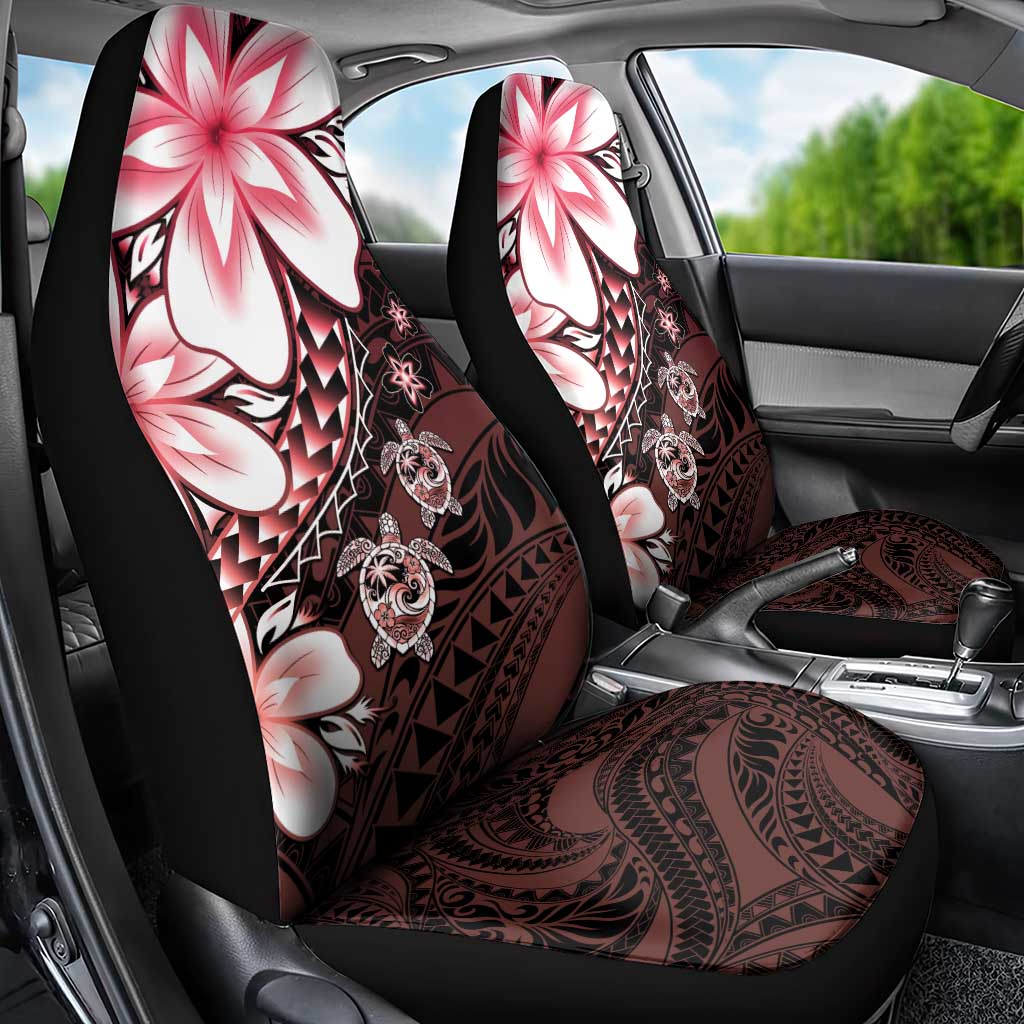 Polynesia Romantic Valentine Car Seat Cover Sea Turtle Couple With Red Gradient Plumeria LT05 - Polynesian Pride