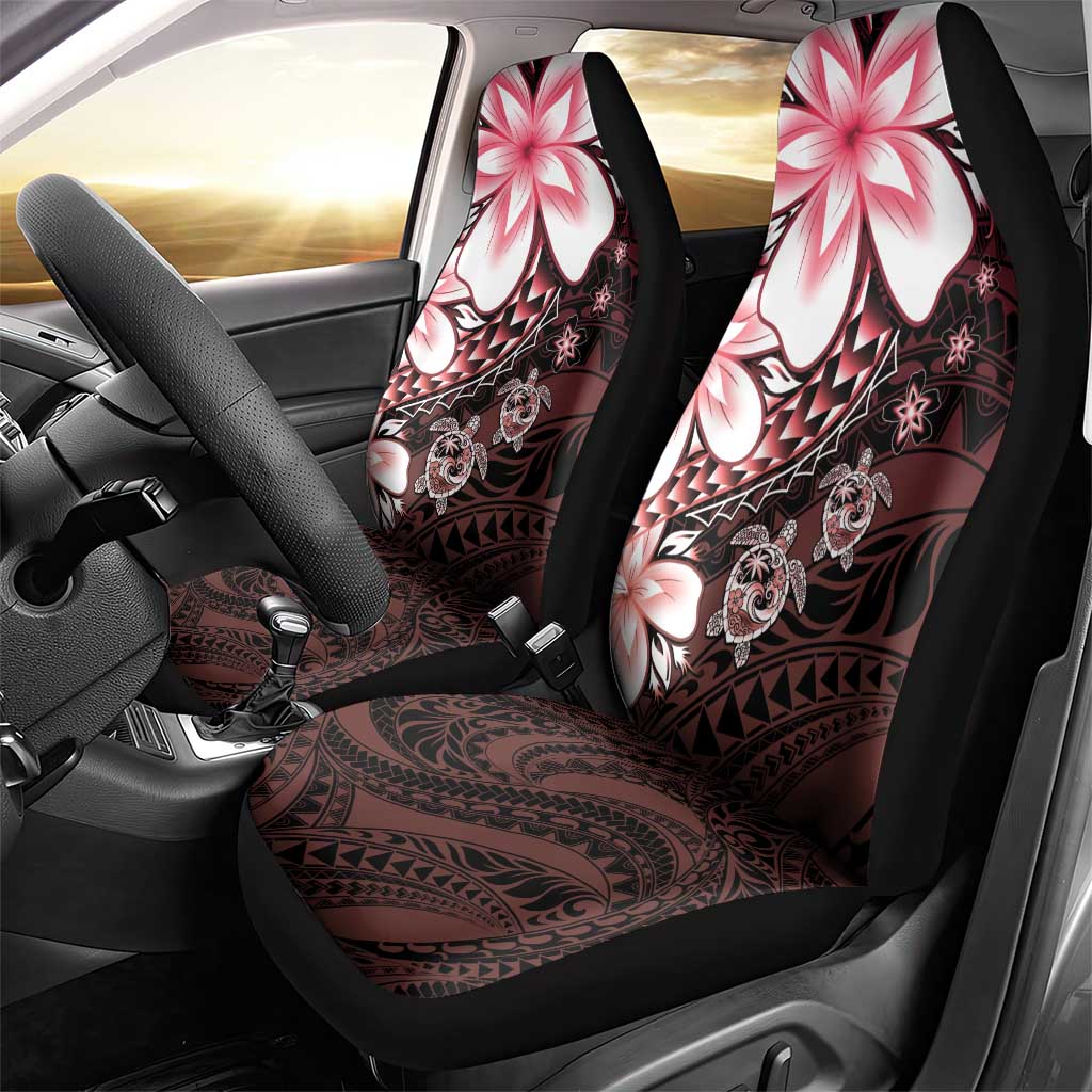 Polynesia Romantic Valentine Car Seat Cover Sea Turtle Couple With Red Gradient Plumeria LT05 - Polynesian Pride