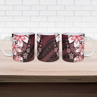 Polynesia Romantic Valentine Ceramic Mug Sea Turtle Couple With Red Gradient Plumeria LT05 - Polynesian Pride