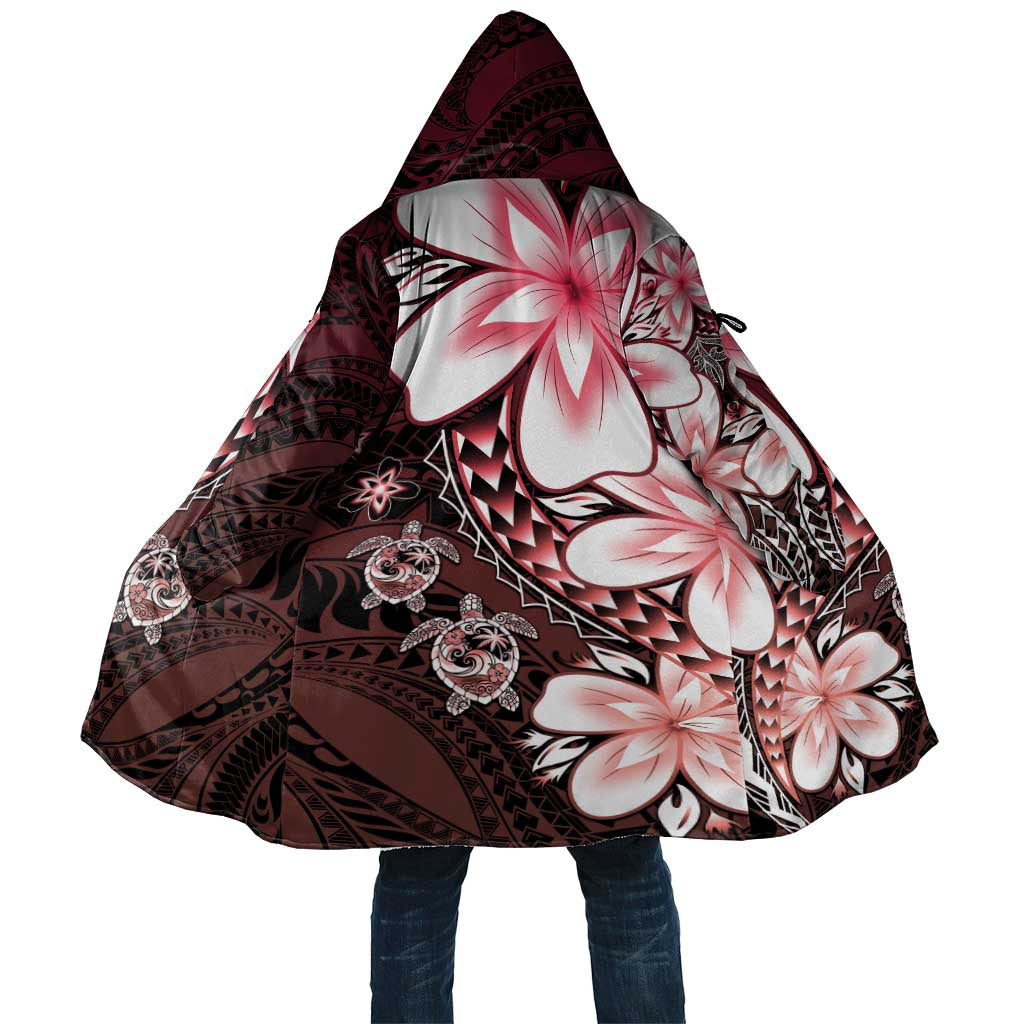 Polynesia Romantic Valentine Cloak Sea Turtle Couple With Red Gradient Plumeria LT05 Unisex Red - Polynesian Pride