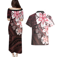 Polynesia Romantic Valentine Couples Matching Puletasi and Hawaiian Shirt Sea Turtle Couple With Red Gradient Plumeria LT05 - Polynesian Pride