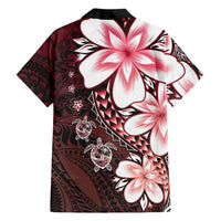Polynesia Romantic Valentine Family Matching Off The Shoulder Long Sleeve Dress and Hawaiian Shirt Sea Turtle Couple With Red Gradient Plumeria