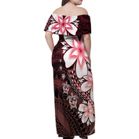 Polynesia Romantic Valentine Family Matching Off Shoulder Maxi Dress and Hawaiian Shirt Sea Turtle Couple With Red Gradient Plumeria