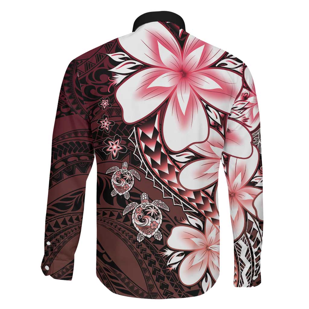 Polynesia Romantic Valentine Family Matching Summer Maxi Dress and Hawaiian Shirt Sea Turtle Couple With Red Gradient Plumeria